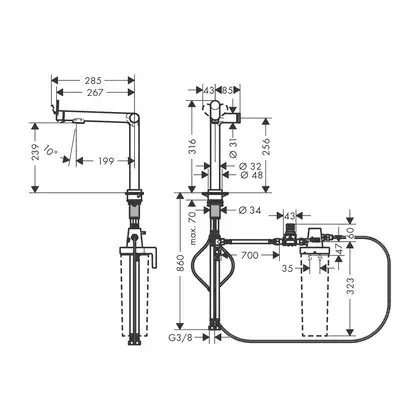 Змішувач для кухні Hansgrohe Aqittura M91 FilterSystem 240 1jet, Stainless Steel (76804800)