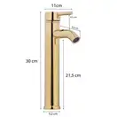 Змішувач для раковины (умивальника) Yoka SPA 36 GOLD золотий високий (BU.SPA36-GLD)