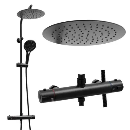Душевой гарнитур Yoka BERGEN 25 BLACK черный с термостатом (BP.BERGEN THERM 25 BLK) Душевой гарнитур Yoka BERGEN 25 BLACK черный с термостатом (BP.BERGEN THERM 25 BLK)
