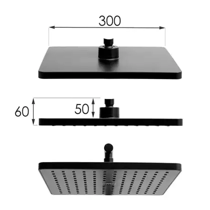 Душевой гарнитур Yoka CUBE 30 BLACK черный с термостатом (BP.CUBE THERM 30 BLK)