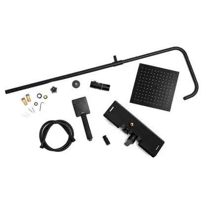 Душовий гарнітур Yoka OSLO 25 BLACK черный з полицею та краном (BP.OSLO 25 BLK)