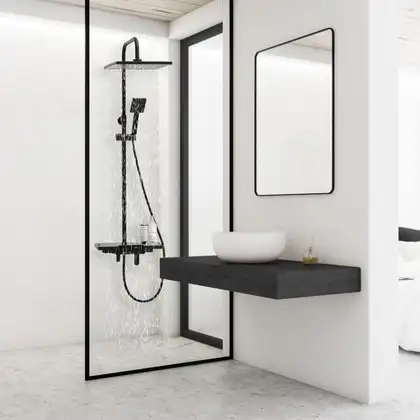 Душевой гарнитур Yoka OSLO 30 BLACK черный с полкой и краном (BP.OSLO 30 BLK)