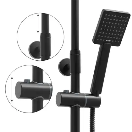 Душевой гарнитур Yoka OSLO 30 BLACK черный с полкой и краном (BP.OSLO 30 BLK)