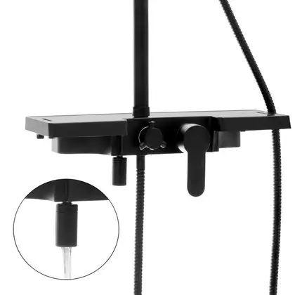 Душевой гарнитур Yoka OSLO 30 BLACK черный с полкой и краном (BP.OSLO 30 BLK)