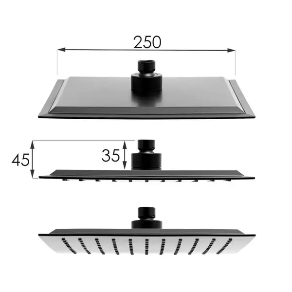 Душевой гарнитур Yoka CUBE 25 BLACK черный с термостатом (BP.CUBE THERM 25 BLK)