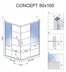 Душова Кабіна REA Concept Чорний 80x100 + Душовий Піддон Savoy Чорний KPL-K6389-K4087 (KPL-6389-4087)
