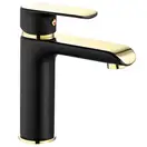 Смеситель для раковины (умывальника) REA  BLOOM BLACK GOLD низкий (REA-B9933)