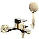 Смеситель для ванны и душа REA BLOOM BLACK GOLD настенный с изливом (REA-B9939)