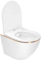 Подвесной унитаз REA CARLO WHITE MINI FLAT GOLD EDGE белый (REA-C1222)