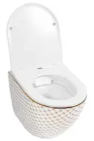Подвесной унитаз REA CARLOS FLAT DIAMOND GOLD белый (REA-C5100)
