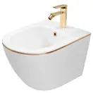 Подвесное биде REA CARLO MINI WHITE GOLD EDGE белое (REA-C6990)