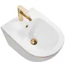 Подвесное биде REA CARLO MINI WHITE GOLD EDGE белое (REA-C6990)