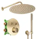 Душевая система с термостатом REA MILER BRUSHED GOLD + BOX скрытого монтажа (REA-P6716)