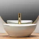 Rea Sofia Gold Edge Раковина накладна, біла з золотом (REA-U3287)