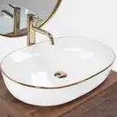Умывальник (раковина) REA CLEO 61 WHITE GOLD EDGE накладний білий (REA-U6211)