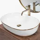 Умывальник (раковина) REA CLEO 61 WHITE GOLD EDGE накладний білий (REA-U6211)