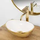 Умывальник (раковина) REA SOFIA MINI GOLD WHITE накладной (REA-U6334)