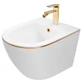 Подвесное биде REA CARLO MINI WHITE GOLD EDGE белое (REA-C6990)