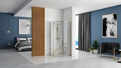 Душова Кабіна REA Золото 90x90 + Душевий Піддон REA 90x90 KPL-4904-8543 Душова Кабіна REA Золото 90x90 + Душевий Піддон REA 90x90 KPL-4904-8543