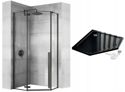 Душова Кабіна REA Чорний 90x90 + Душевий Піддон REA 90x90 KPL-5622-6522 Душова Кабіна REA Чорний 90x90 + Душевий Піддон REA 90x90 KPL-5622-6522