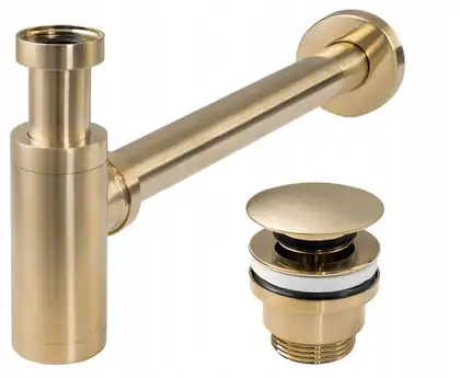 Сифон универсальный для раковины (умывальника) REA BRUSHED GOLD CLICK-KLAK золотой матовый (REA-A8586)