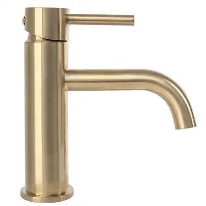 Смеситель для раковины (умывальника) REA LUNGO BRUSHED GOLD низкий (REA-B4527)