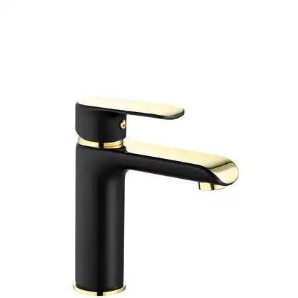 Смеситель для раковины (умывальника) REA  BLOOM BLACK GOLD низкий (REA-B9933)