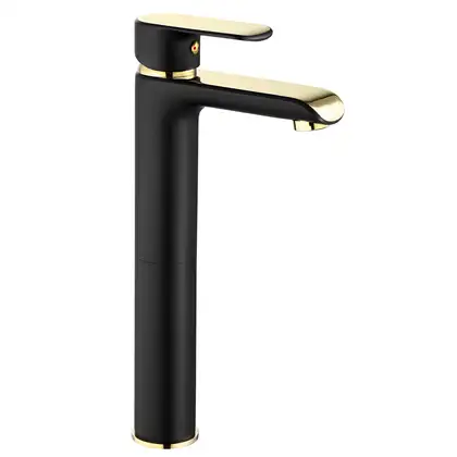 Rea Bloom Black Gold Смеситель для раковины, высокий, черный (REA-B9936) Rea Bloom Black Gold Смеситель для раковины, высокий, черный (REA-B9936)