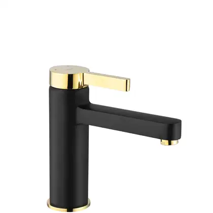 Смеситель для раковины (умывальника) REA POLO BLACK GOLD низкий (REA-B9977)