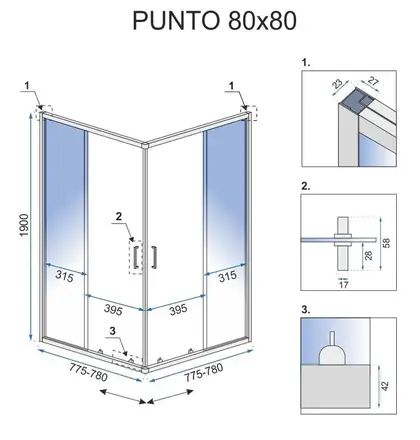Душевая кабина REA PUNTO BLACK 80х80 (REA-K4800) Душевая кабина REA PUNTO BLACK 80х80 (REA-K4800)