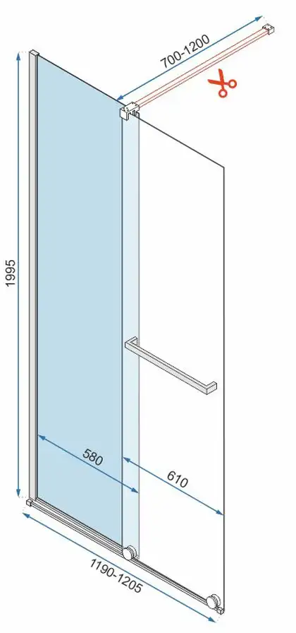 Душевая стенка REA CORTIS 120 CHROME раздвижная (REA-K7211)