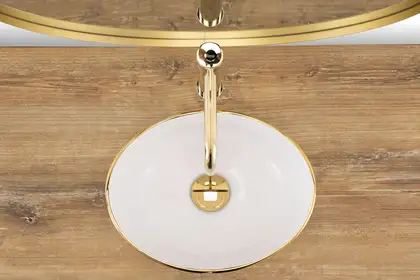 Умывальник (раковина) REA SOFIA MINI GOLD WHITE накладной (REA-U6334) Умывальник (раковина) REA SOFIA MINI GOLD WHITE накладной (REA-U6334)
