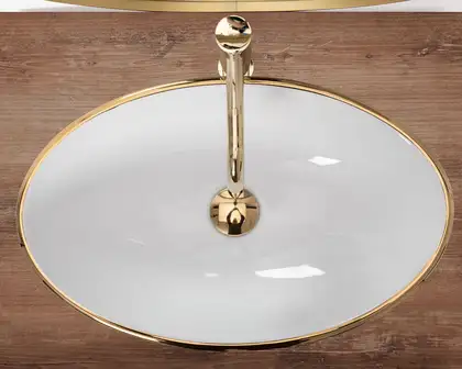 Rea Pamela Gold White Умивальник накладний, білий/золото (REA-U6345) Rea Pamela Gold White Умивальник накладний, білий/золото (REA-U6345)