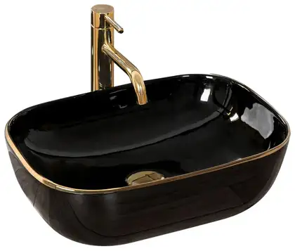 Умывальник (раковина) REA BELINDA BLACK GOLD EDGE накладной (REA-U8796) Умывальник (раковина) REA BELINDA BLACK GOLD EDGE накладной (REA-U8796)