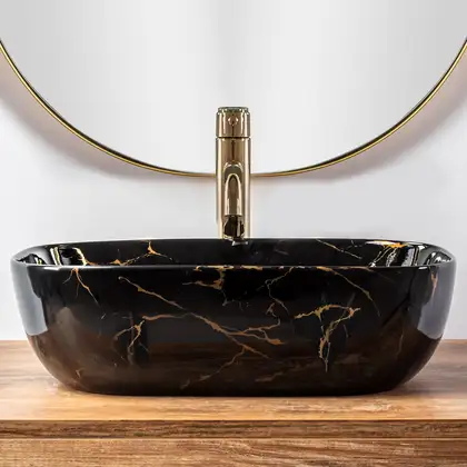 Умывальник (раковина) REA BELINDA BLACK MARBLE SHINY накладной черный (REA-U8907) Умывальник (раковина) REA BELINDA BLACK MARBLE SHINY накладной черный (REA-U8907)