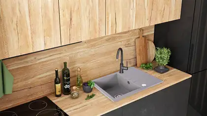 Гранитная кухонная мойка REA NORTH GREY серая (ZLE-00128) Гранитная кухонная мойка REA NORTH GREY серая (ZLE-00128)