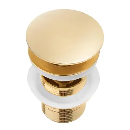 Донный клапан для умывальника Yoka KLIK-KLAK L.GOLD с переливом золотой (BK.POP-14-ZP-GLD)