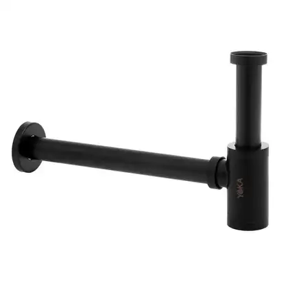 Сифон універсальний для раковины (умивальника) Yoka BLACK MAT CLICK-KLAK черный (SYPOP-14-BLK)