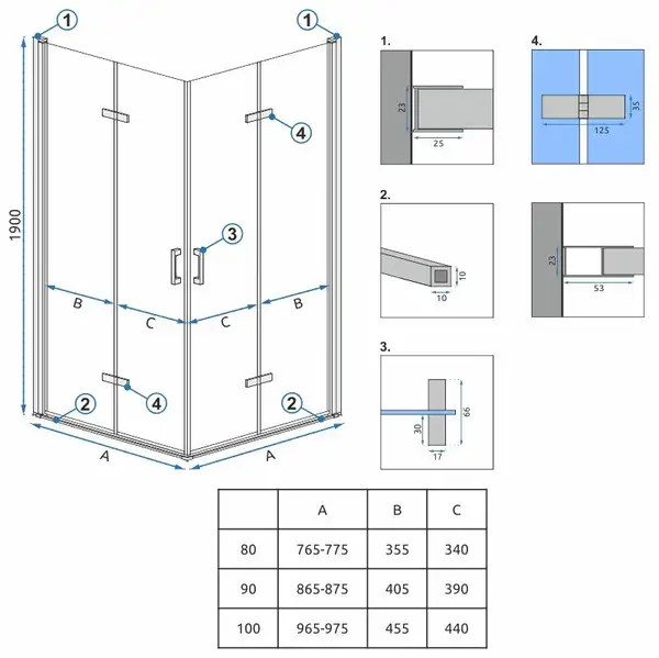 Душова Кабіна REA Molier Хром Double 80x80 KPL-6367-6367