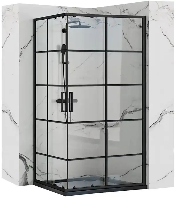 Душова Кабіна REA Concept Чорний 80x100 + Душовий Піддон Savoy Чорний KPL-K6389-K4087 (KPL-6389-4087)