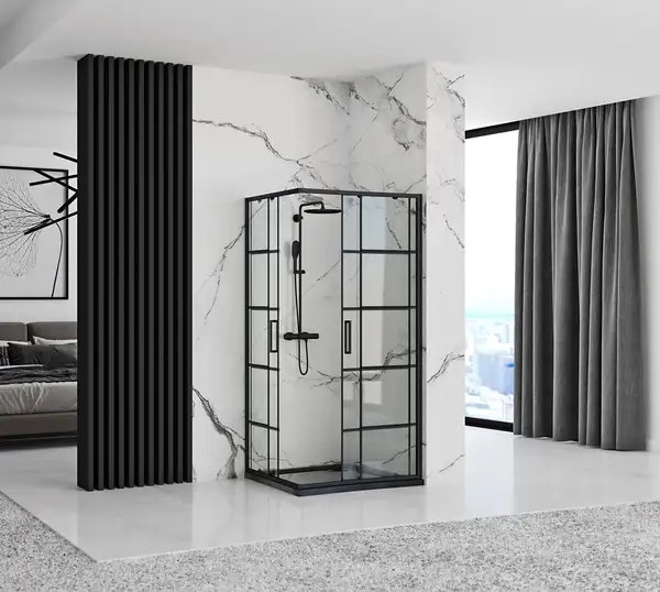 Душова Кабіна REA Concept Чорний 80x100 + Душовий Піддон Savoy Чорний KPL-K6389-K4087 (KPL-6389-4087)