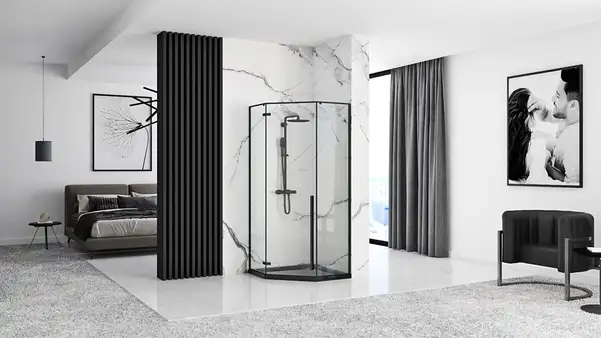 Душова Кабіна REA Чорний 80x80 + Душевий Піддон REA 80x80 KPL-6900-8544