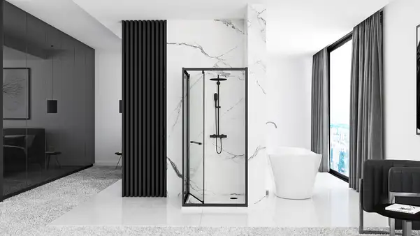 Душова Кабіна REA Space In Чорний 80x100 + Душовий Піддон Savoy Чорний KPL-8882-4087