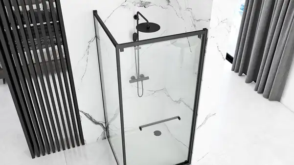 Душова Кабіна REA Space In Чорний 80x100 + Душовий Піддон Savoy Чорний KPL-8882-4087