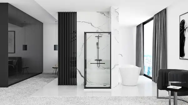 Душова Кабіна REA Space In Чорний 80x100 + Душовий Піддон Savoy Чорний KPL-8882-4087