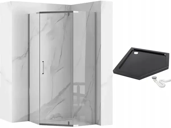 Душова Кабіна Rea Axin 90x90 + Душевий Піддон Чорний 90x90 KPL-K8779-8543