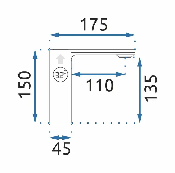 Rea MILS LCD Змішувач для раковини, хром (REA-B2000) Rea MILS LCD Змішувач для раковини, хром (REA-B2000)