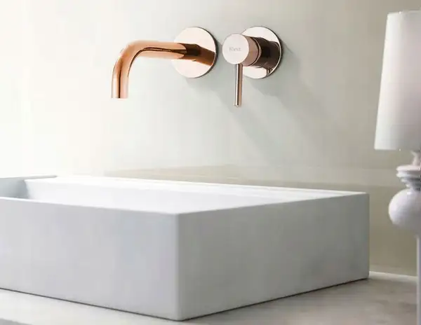 Смеситель для раковины (умывальника) REA LUNGO ROSE GOLD розовое золото настенный скрытого монтажа (REA-B8548)