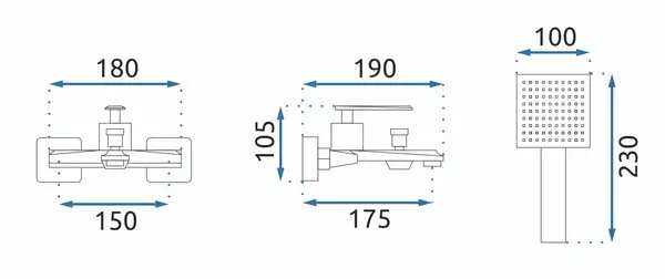 Смеситель для ванны и душа REA ROMANO OLD BLACK настенный с изливом (REA-B9903) Смеситель для ванны и душа REA ROMANO OLD BLACK настенный с изливом (REA-B9903)