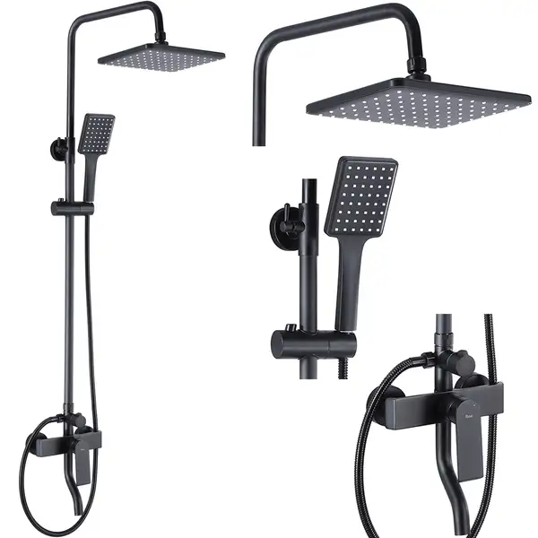 Душевой гарнитур REA HASS BLACK черный с изливом (REA-B9968)